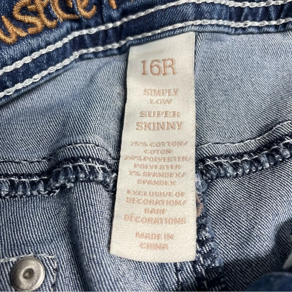 Justice Premium Blue Jeans. Simply low skinny Girls size 16R. Spots. Pre-owned.